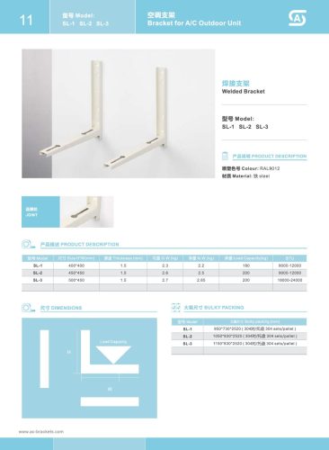 KLÍMATARTÓ KONZOL PÁR FALI HEGESZTETT 450x450*1,5mm max. 200kg DELTON SL-2