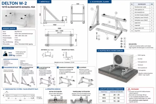 TETŐ KLÍMATARTÓ KONZOL PÁR 1000x550x550x225*2mm max. 250kg DELTON