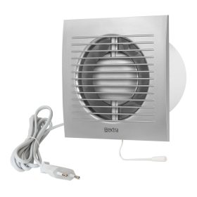   E-EXTRA Elszívó ventilátor EE100WPS, ezüst, vezeték/kapcsoló, NA100mm, 100m3/h, négyzet alakú