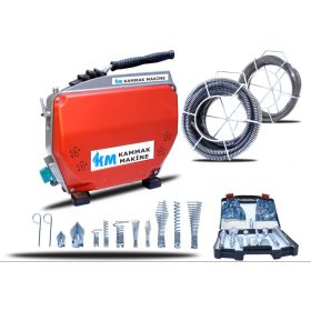   KAMMAK BHR16+22 Csőtisztító gép 16mm/11m és 22mm/23m spirállal 10 részes tartozékkészlettel (750W) (