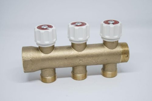 Osztótest 1"-3 körös, 3/4" szabályozószeleppel