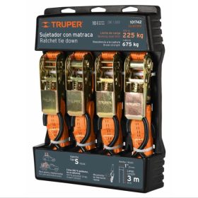   TRUPER SU-675R4 Kétrészes rakományrögzítő heveder, spanifer, 680 kg / 3 m / 25 mm, 4db/csomag (10174