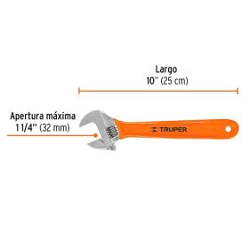   TRUPER PET-10X Állítható villáskulcs, franciakulcs, 250 mm / 32 mm (15511)
