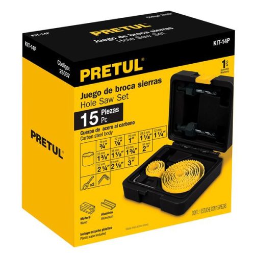PRETUL KIT-14P Körkivágó készlet, 15 részes, 19-75 mm (26037)
