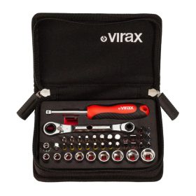   1/4"-OS DUGÓKULCSKÉSZLET+ BITFEJ 41 DB-OS VIRAX PROMÓ